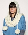 ASOS Hooded Scarf With Pom Poms