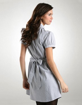 Oasis Frill Front Stripe Tie Back Shirtdress