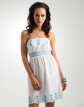 Oasis Embroidered Cotton Bandeau Beach Dress