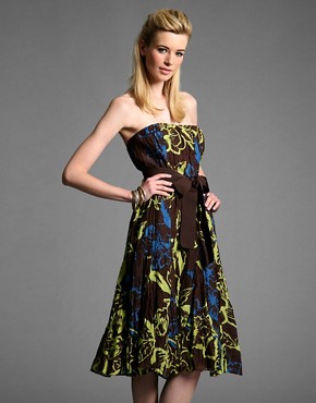 Coast Silk Mix Floral Print Bandeau Dress with sash