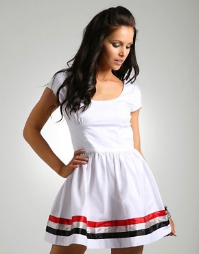 ASOS Cap Sleeve Stripe Skirt Mini Dress