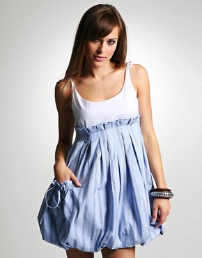 Jovonna Contrast Top Stripe Puffball Skirt Dress