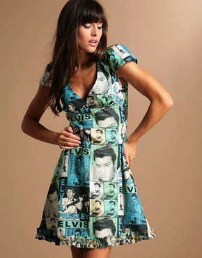Get Cutie Elvis Print Dress