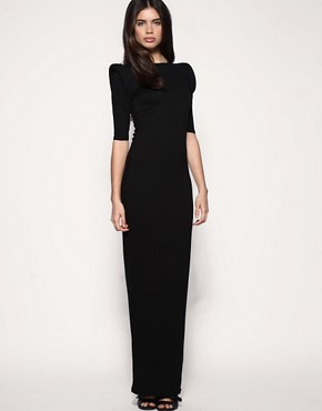 Black Dress  Sleeves on Asos Asos Shoulder Pad Jersey Maxi Dress At Asos   Stylehive