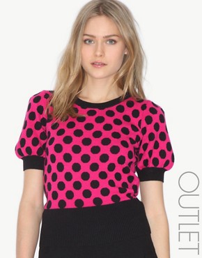 French Connection Spot Puff Sleeve Top