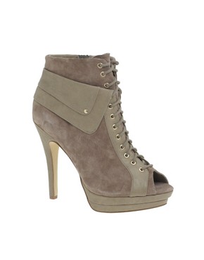 ASOS TURNER Suede Lace-Up Peep Toe Shoe Boot