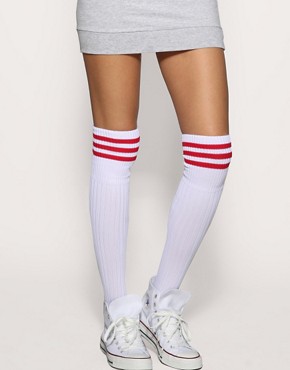 ASOS Red Stripe Sport Over Knee Socks