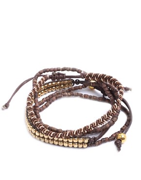 ASOS Wooden Bead & Metal Friendship Bracelet Pack