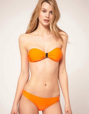 Image 1 of River Island Neon Orange Sporty Bandeau Bikini