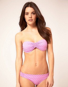 Image 1 of ASOS Padded Bandeau Bikini In Lilac Spot Print