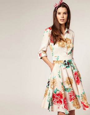 Image 1 of Vero Moda Vintage Floral Print 50's Shirt Dress	
