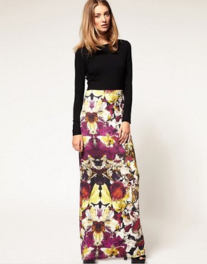 Image 1 of Ted Baker Orchid Print Jersey Maxi Dress