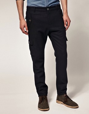 Image 1 of ASOS Wool Pocket Carrot Trousers