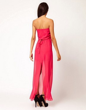 Image 2 of Club L Bandeau Maxi Dress With Sheer Skirt