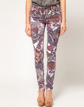 Image 1 of ASOS Skinny Jeans in Butterfly Print #4