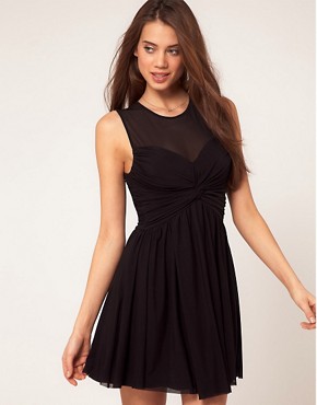 Image 1 of ASOS Mesh Skater Dress With Twist Front