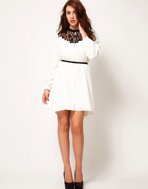 Image 4 of ASOS CURVE Exclusive Dress With Lace Yoke Detail