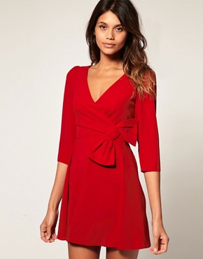 Image 1 of ASOS Wrap Dress With Bow Detail