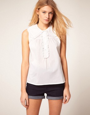 Image 1 of ASOS Trapeze Top with Broderie Trims