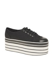 ASOS VOLLEYBALL Flatform Canvas Lace Up Shoes with Striped EVA Sole
