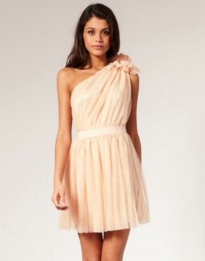 Image 1 of ASOS Pleated Dress with One-Shoulder