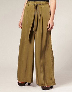 Image 4 of ASOS CURVE Exclusive Belted Wide Leg Pants