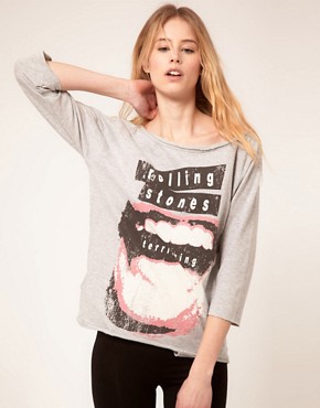 Image 1 of Amplified Rolling Stones Terrifying Slash Neck Top