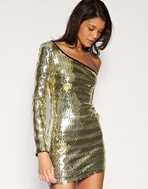 Image 1 of Rare One Sleeve Sequin Dress