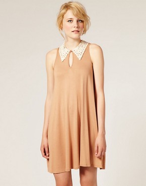 Image 1 of ASOS Swing Dress with Broderie Collar