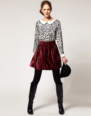 Image 1 of Dansk Paperbag Waist Silk Velvet Skirt