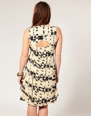 Image 2 of ASOS CURVE Black and White Print Asymmetric Dress