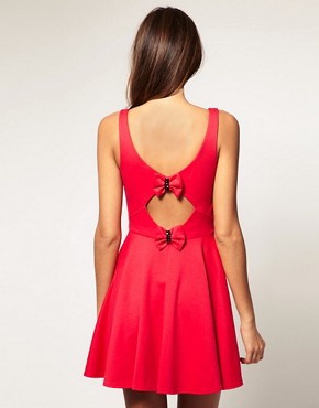 Image 1 of ASOS Skater Dress with Bow Back