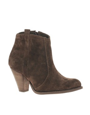 Image 1 of ASOS AGGIE Suede Pull On Casual Heel Ankle Boots