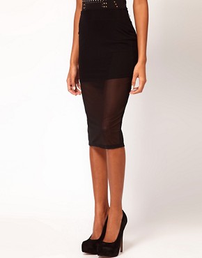 Image 4 of ASOS Pencil Skirt in Sheer and Solid