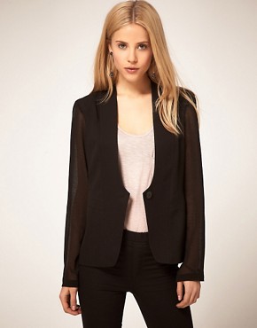 Image 1 of ASOS Blazer with Sheer Sleeves