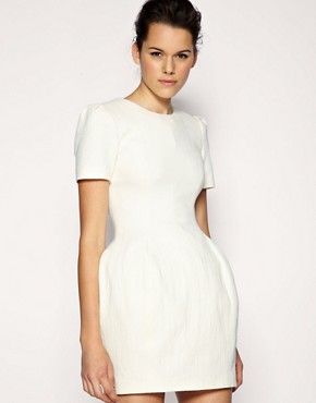 Image 1 of ASOS BLACK Exaggerated Hip Textured Dress