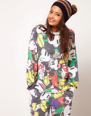 Image 1 of ASOS Sweatshirt with All Over Mickey Print