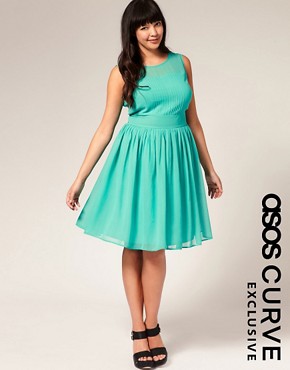 Image 1 of ASOS CURVE Exclusive Pleat '50s Dress