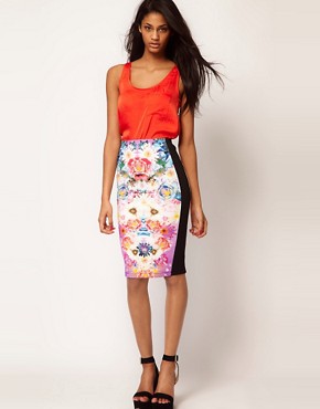 Image 1 of ASOS Pencil Skirt In Photographic Floral Print