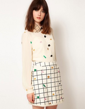 Image 1 of Nishe Star Embroidered Shirt with Check Collar