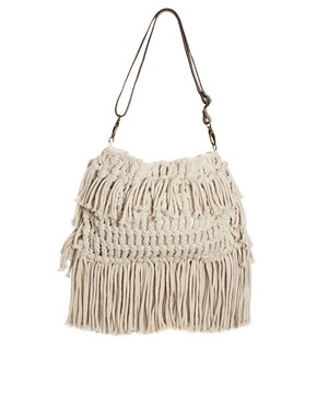 Image 1 of ASOS Leather Strap Crochet Bag