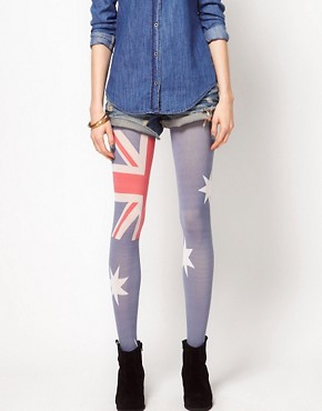Image 1 of House of Holland For Pretty Polly Australia Flag Tights