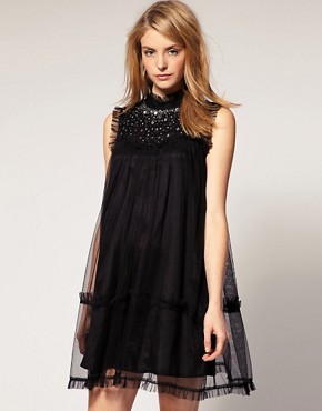 Image 1 of ASOS Dress with Embellished Neck