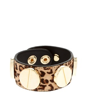 Image 1 of Limited Edition Wristband with Animal Print and Gold Screw Detail