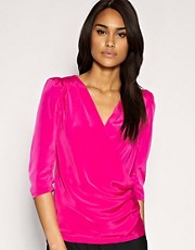 ASOS Wrapped Front Ruched Sleeve Blouse