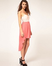 Reverse Dress with PVC Bustier and Hi Low Hem