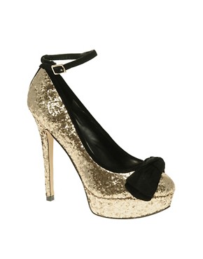 Image 1 of ALDO Mcintyde Glitter Bow Heeled Shoes