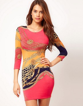 Image 1 of ASOS Body-Conscious Dress In Scarf Print