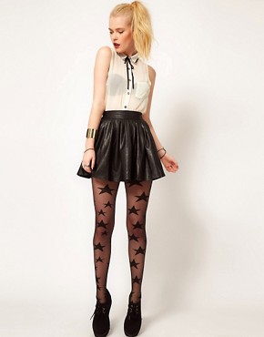 Image 1 of Hearts & Bows Leather Look Skater Skirt