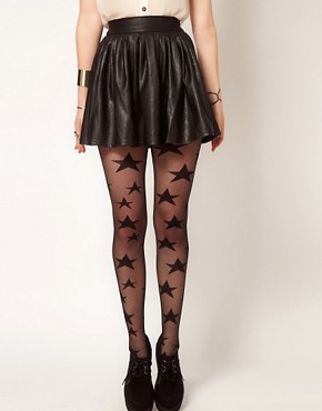 Image 4 of Hearts & Bows Leather Look Skater Skirt